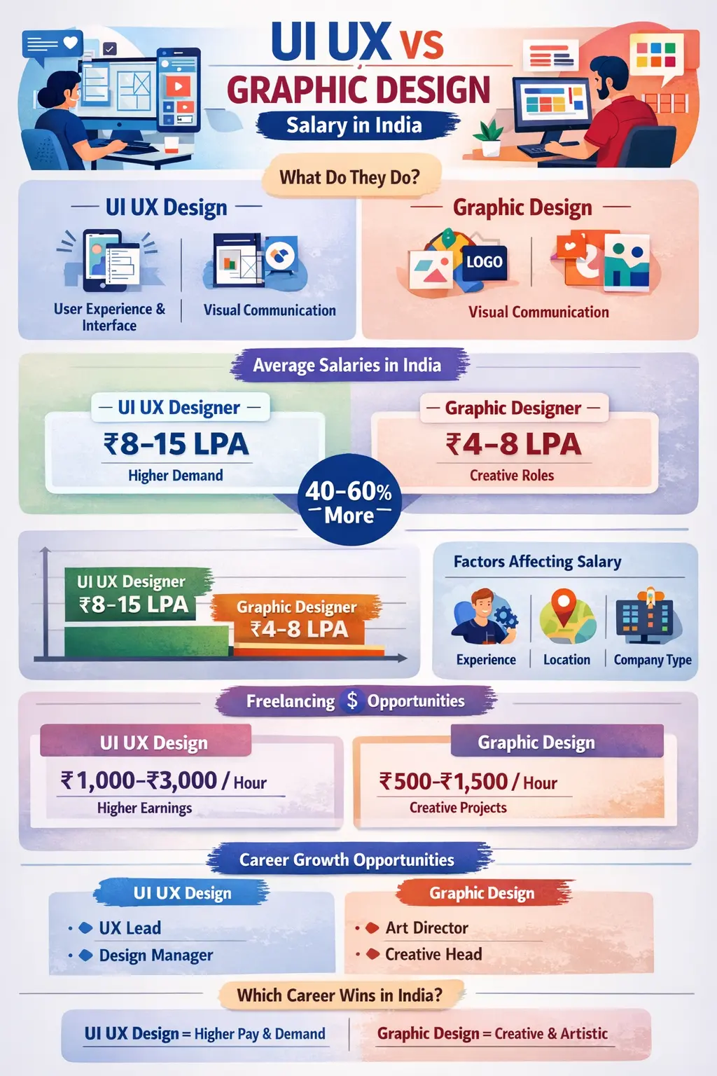 Ui Ux VS Graphic Design: Salary in India